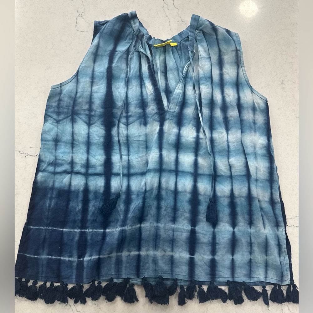 Roller Rabbit Indigo Tie-Dye Blouse